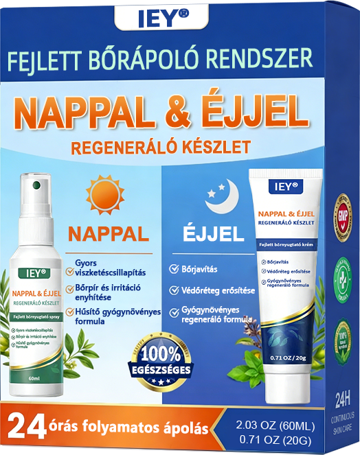 IEY® Pikkelysömör Nappal & Éjjel regeneráló készlet – fejlett bőrápoló rendszer, 100% szteroidmentes duó a bőr megnyugtatására és regenerálására