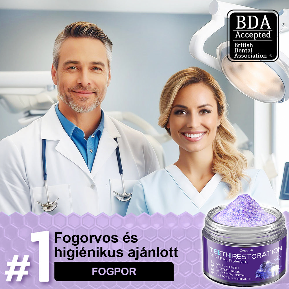 Cvreoz® Fogápoló Ásványi Por — 🦷Vége a lüktető fogfájásnak, érzékeny fogaknak és gyenge zománcnak, már az első használatok után (FDI ajánlott)