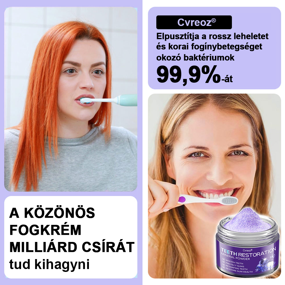 Cvreoz® Fogápoló Ásványi Por — 🦷Vége a lüktető fogfájásnak, érzékeny fogaknak és gyenge zománcnak, már az első használatok után (FDI ajánlott)